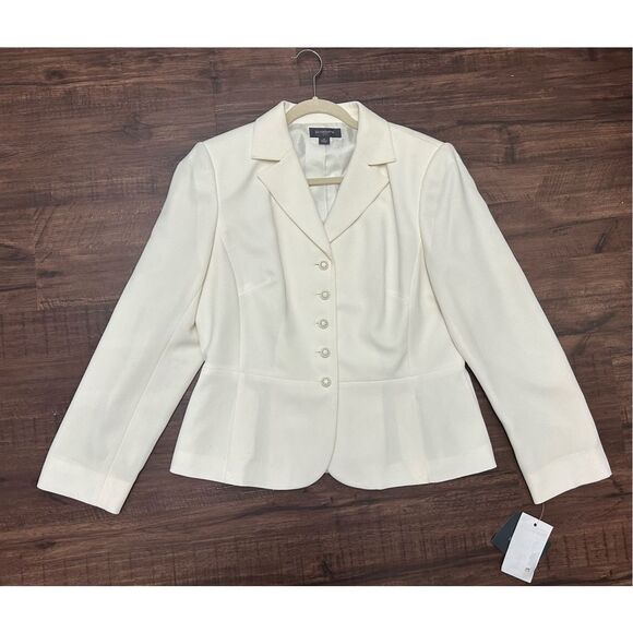Liz Claiborne NWD White "Vanilla" Blazer, Sz 14, MSRP $280 - Picture 1 of 11